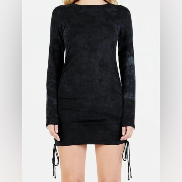 Cotton Citizen Lisbon Dress Graphite Tie Dye Gray Ruched Side XS Oasis Dawn - Picture 2 of 6